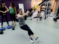 BROOMFIELD, CO - December 19, 2018: Courtney Barch, center, pulls the bands at one of the stations.  Shari Lesser is teaching the Balance 2B fit workout of the week at the Paul Derda Recreation Center in Broomfield on December 19, 2018. For more photos, go to dailycamera.com. (Photo by Cliff Grassmick/Staff Photographer)